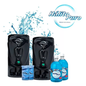 2 Dispensers Pilha Premium preto 3 em 1 + 2 fios dentais 200m + 2 antissépticos 1L